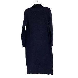 Boden Womens Sweater Midi Dress UK 14 US 10 Navy Blue Knit mock neck D0385 NWT